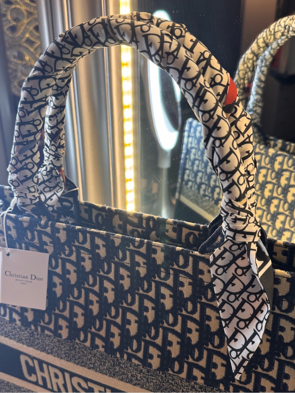 Navy & Beige Book Tote Bag - Picture 5 of 11